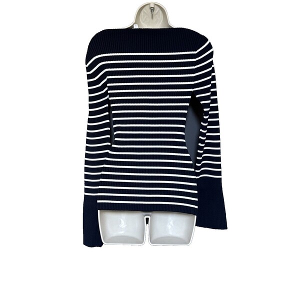 NWT A.L.C. Anya Size XL Ribbed Stripe Boat-Neck Sweater Blouse Top Blue White - Picture 5 of 12